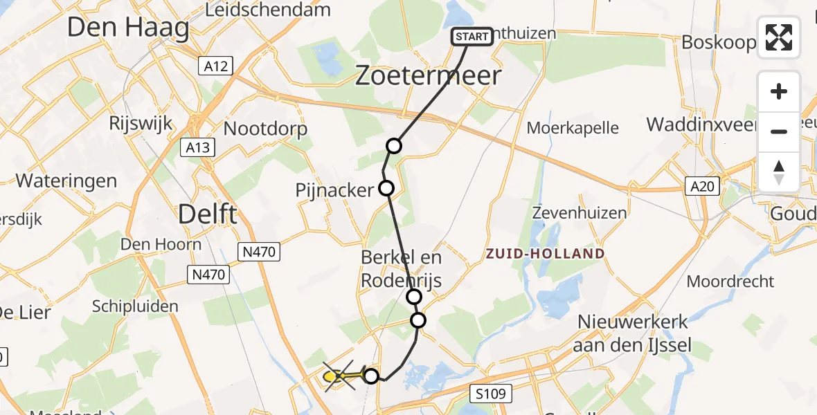 Routekaart van de vlucht: Lifeliner 2 naar Rotterdam The Hague Airport