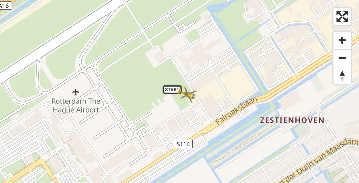 Vluchtroute Traumahelikopter Rotterdam The Hague Airport - Rotterdam The Hague Airport, 17 november 2023, 16:07