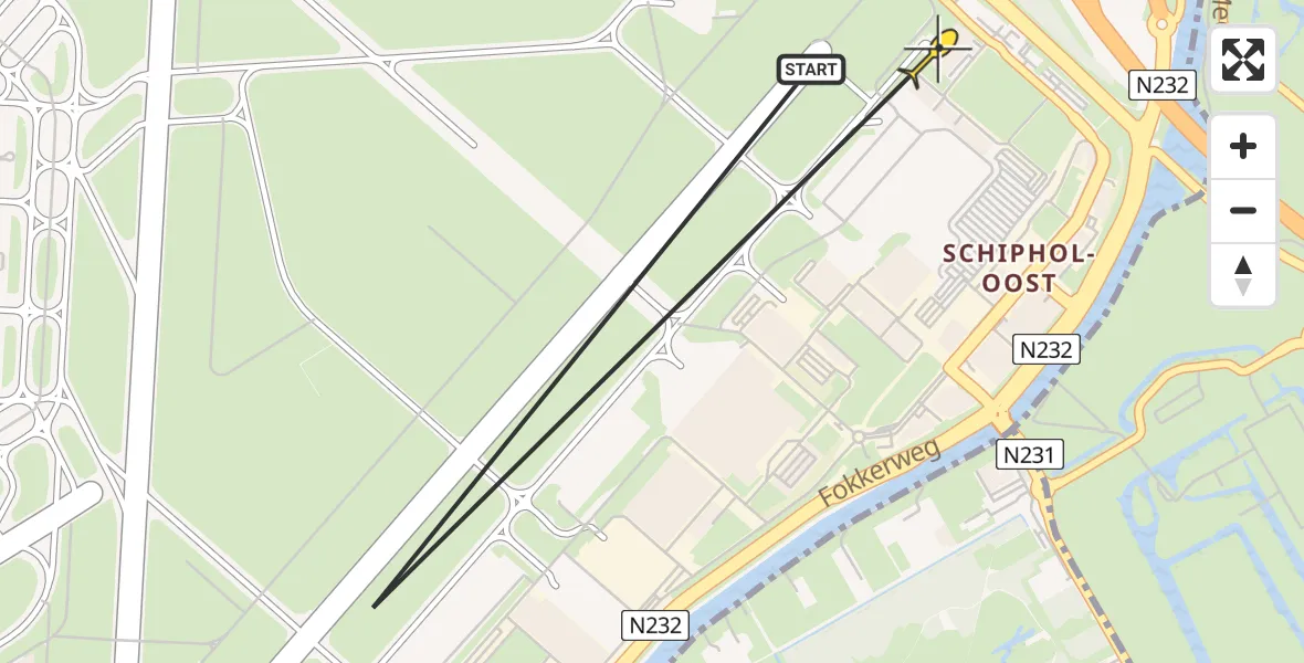 Vluchtroute Politiehelikopter van Schiphol naar Schiphol