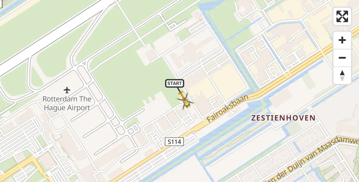 Vluchtroute Traumahelikopter Rotterdam The Hague Airport - Rotterdam The Hague Airport, 17 november 2023, 17:08