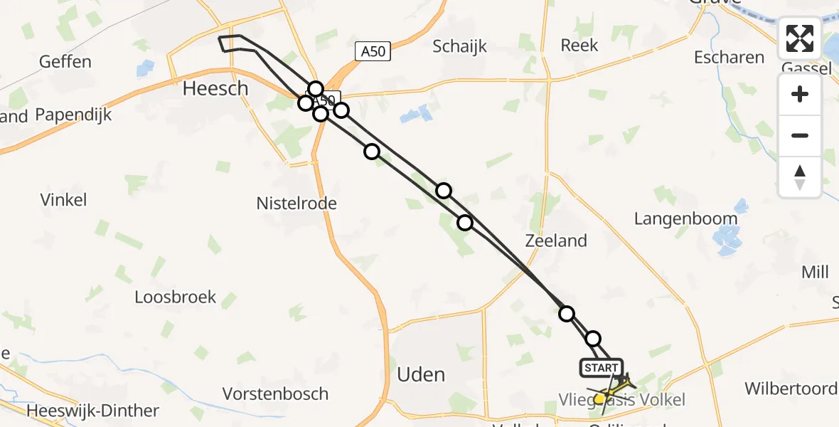 Routekaart van de vlucht: Lifeliner 3 naar Vliegbasis Volkel