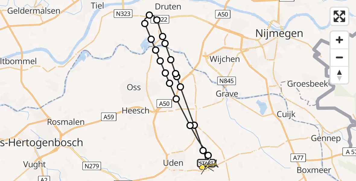 Routekaart van de vlucht: Lifeliner 3 naar Vliegbasis Volkel