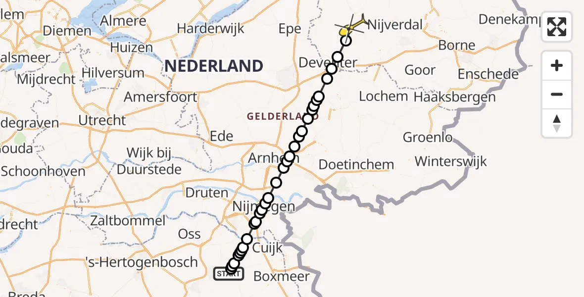 Routekaart van de vlucht: Lifeliner 3 naar Heeten