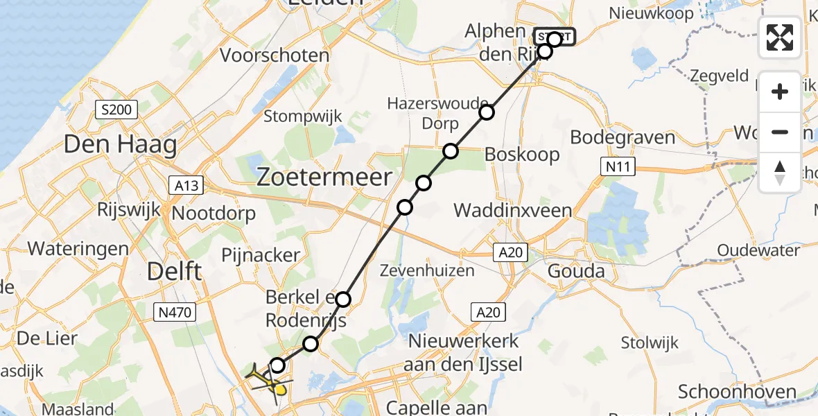 Routekaart van de vlucht: Lifeliner 2 naar Rotterdam The Hague Airport