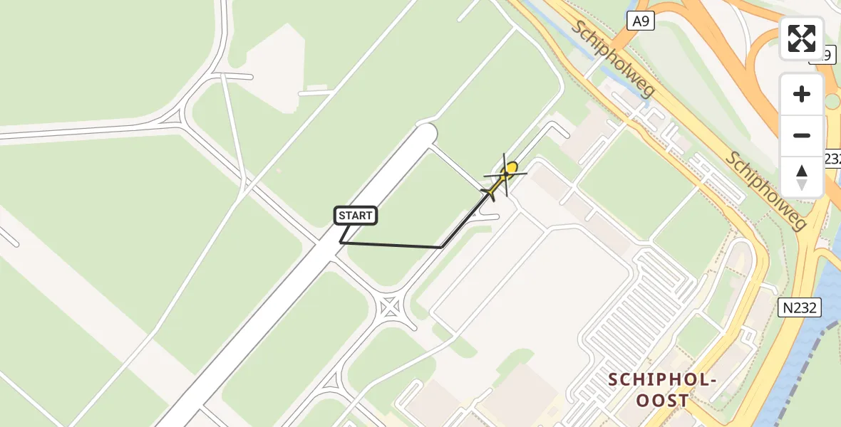 Vluchtroute Politiehelikopter van Schiphol naar Schiphol
