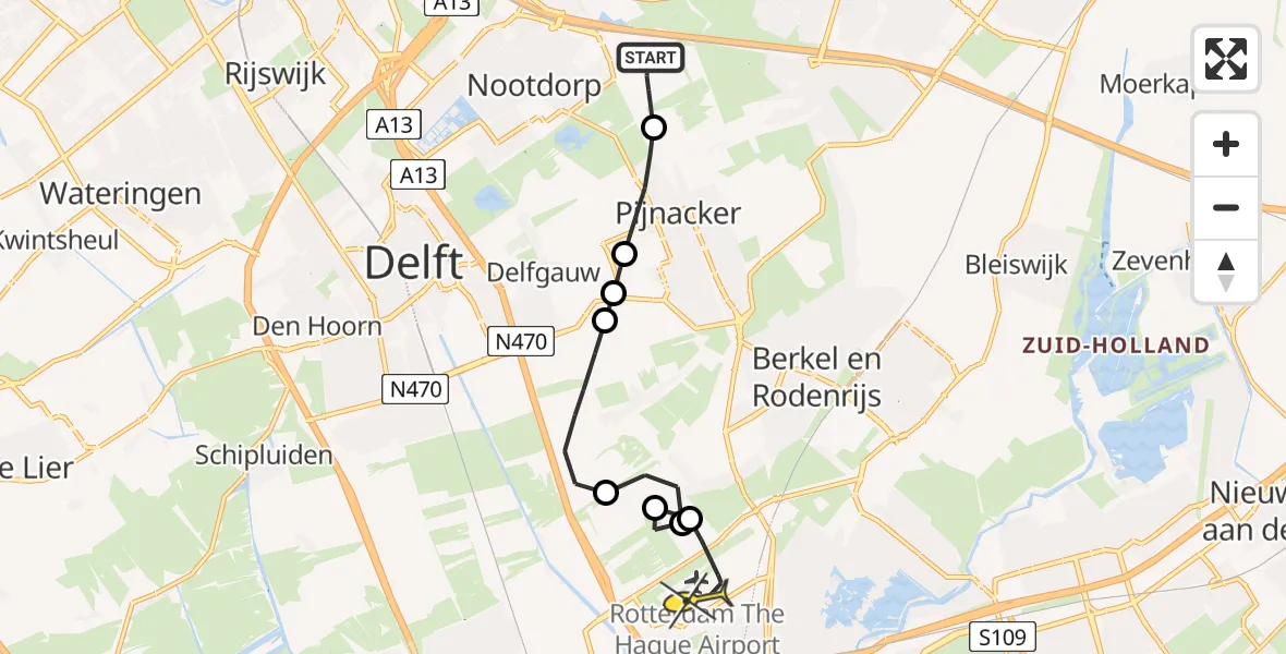 Routekaart van de vlucht: Lifeliner 2 naar Rotterdam The Hague Airport