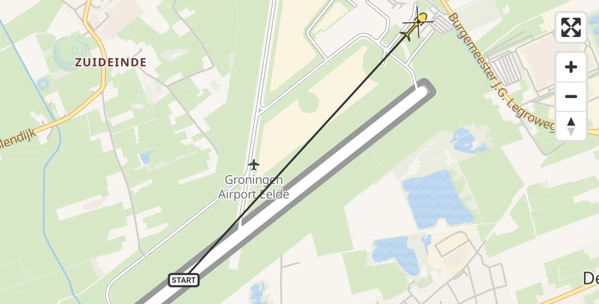 Routekaart van de vlucht: Lifeliner 4 naar Groningen Airport Eelde