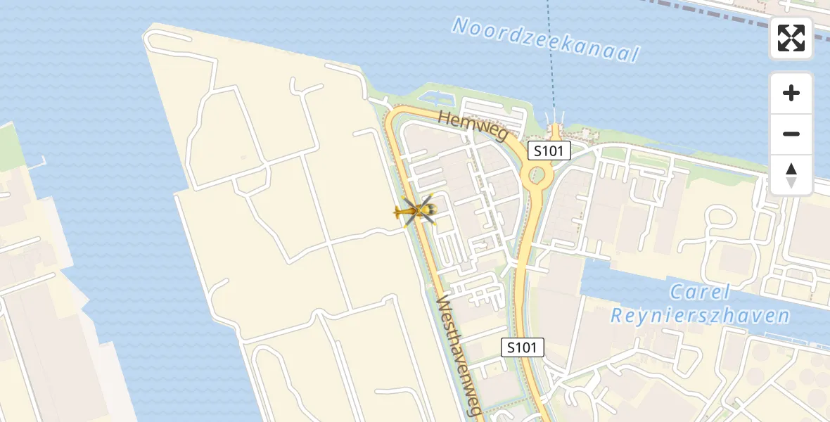 Vluchtroute Traumahelikopter Amsterdam Heliport - Amsterdam Heliport, 19 november 2023, 06:49