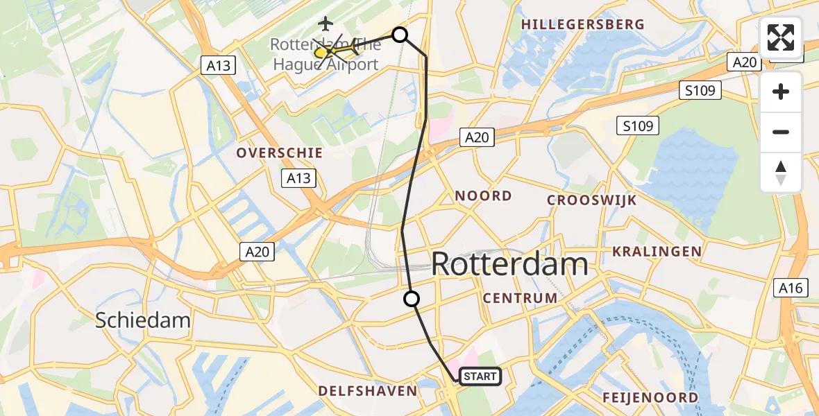 Routekaart van de vlucht: Lifeliner 2 naar Rotterdam The Hague Airport