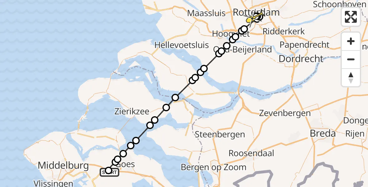 Routekaart van de vlucht: Lifeliner 2 naar Erasmus MC