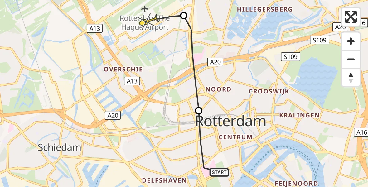 Routekaart van de vlucht: Lifeliner 2 naar Rotterdam The Hague Airport