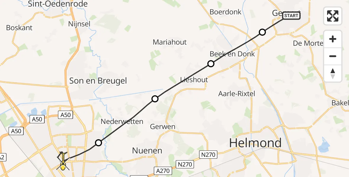 Routekaart van de vlucht: Lifeliner 3 naar Eindhoven