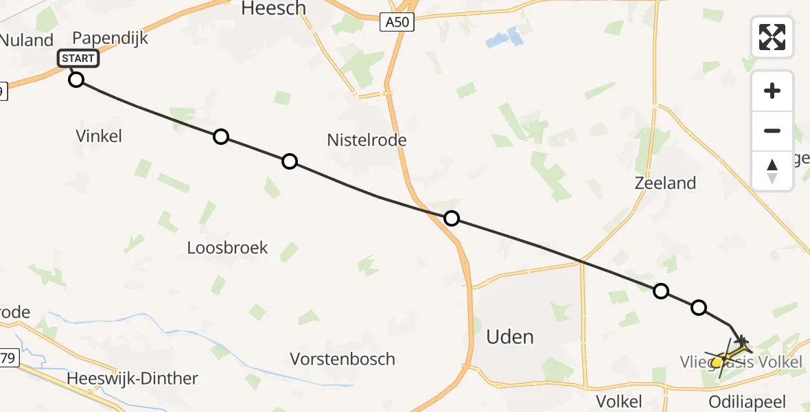 Routekaart van de vlucht: Lifeliner 3 naar Vliegbasis Volkel