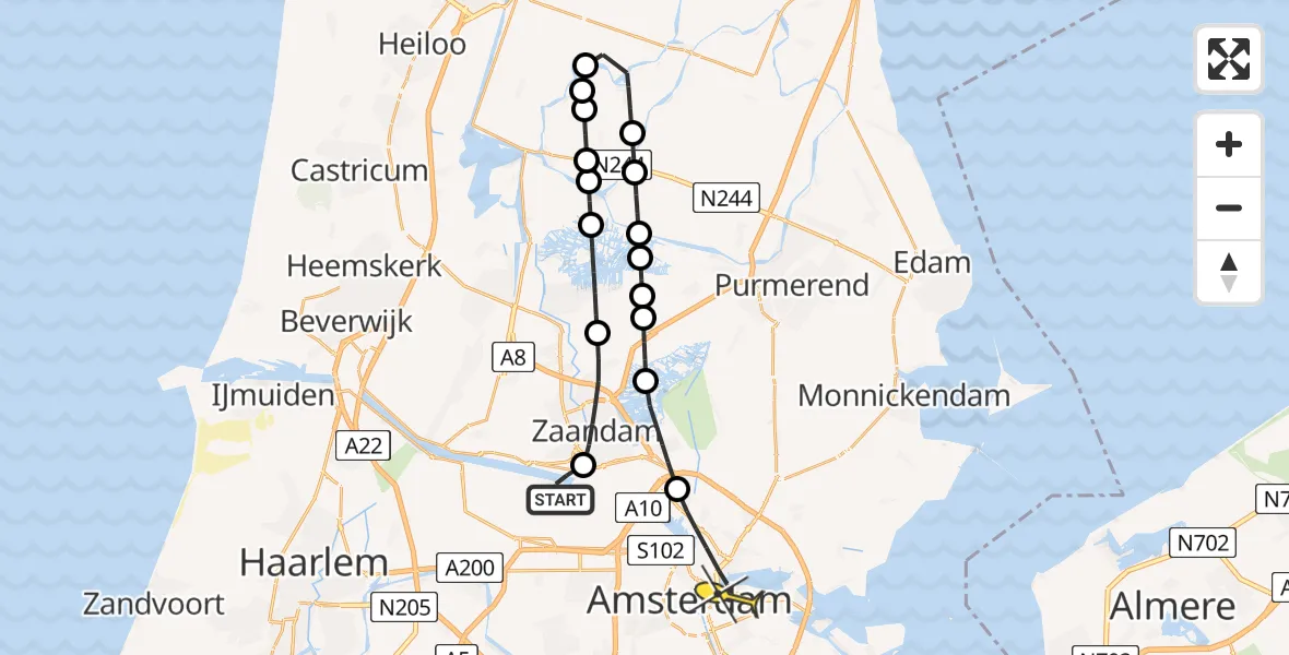 Routekaart van de vlucht: Lifeliner 1 naar Amsterdam