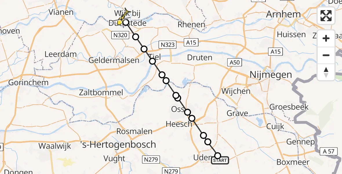 Routekaart van de vlucht: Lifeliner 3 naar Wijk bij Duurstede