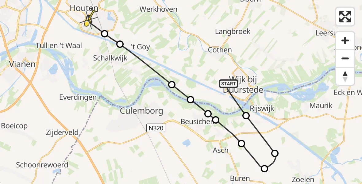 Routekaart van de vlucht: Lifeliner 3 naar Houten