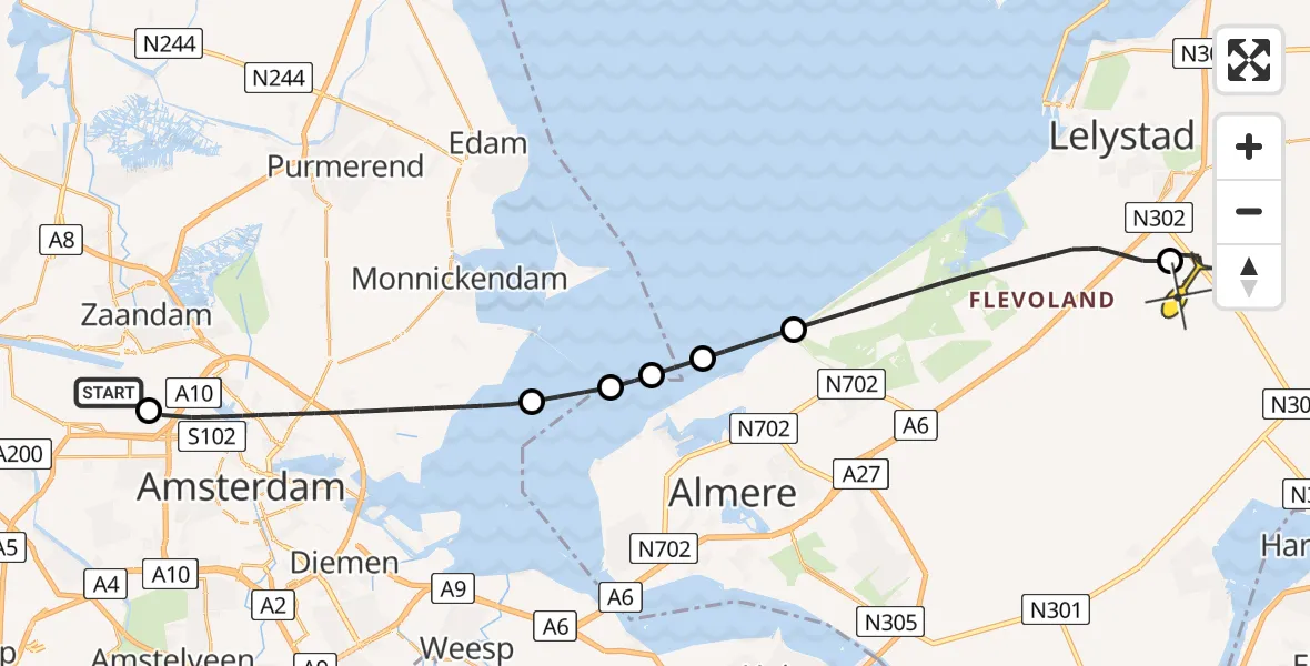 Routekaart van de vlucht: Lifeliner 1 naar Lelystad Airport