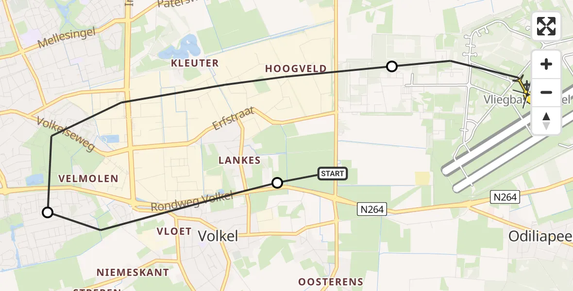 Routekaart van de vlucht: Lifeliner 3 naar Vliegbasis Volkel