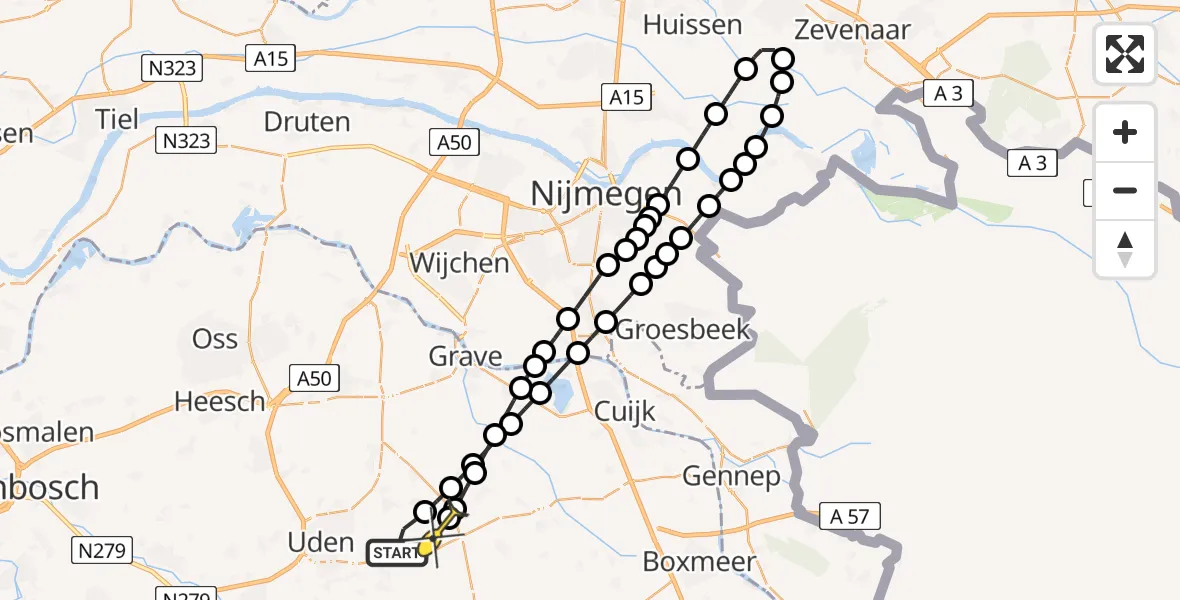 Routekaart van de vlucht: Lifeliner 3 naar Volkel