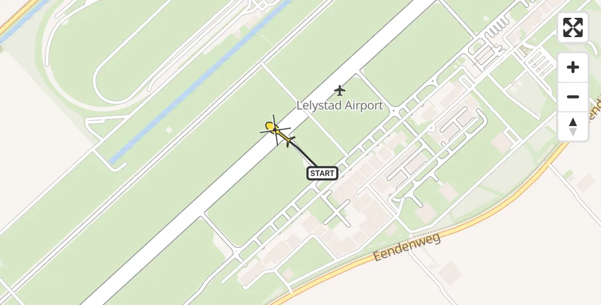 Routekaart van de vlucht: Traumaheli naar Lelystad Airport