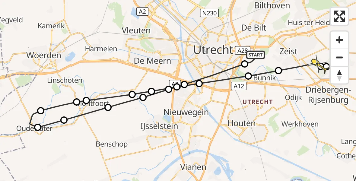 Routekaart van de vlucht: Lifeliner 2 naar Zeist