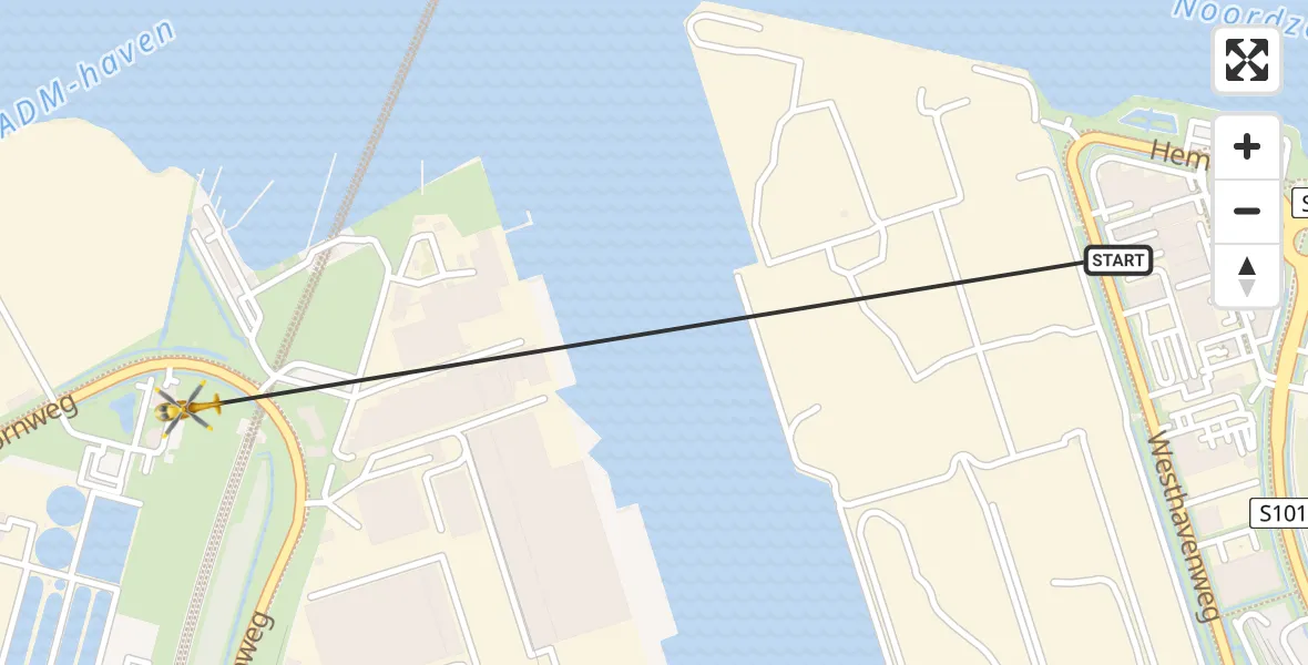 Vluchtroute Traumahelikopter Amsterdam Heliport - Amsterdam Heliport, 20 november 2023, 15:09