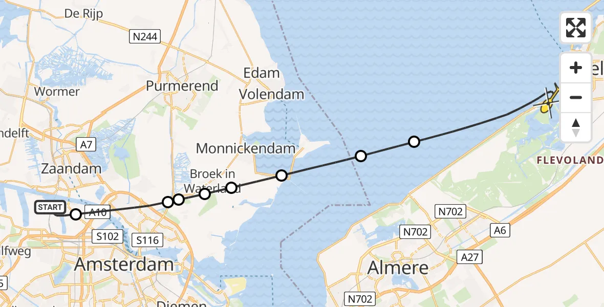 Routekaart van de vlucht: Lifeliner 1 naar Lelystad