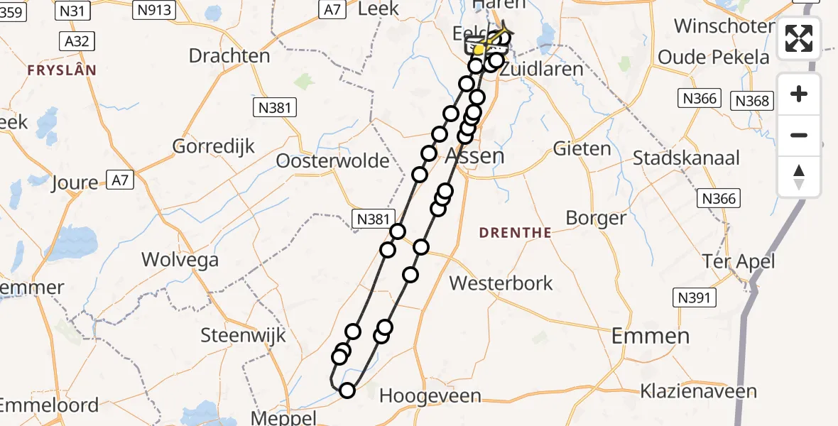 Routekaart van de vlucht: Lifeliner 4 naar Groningen Airport Eelde