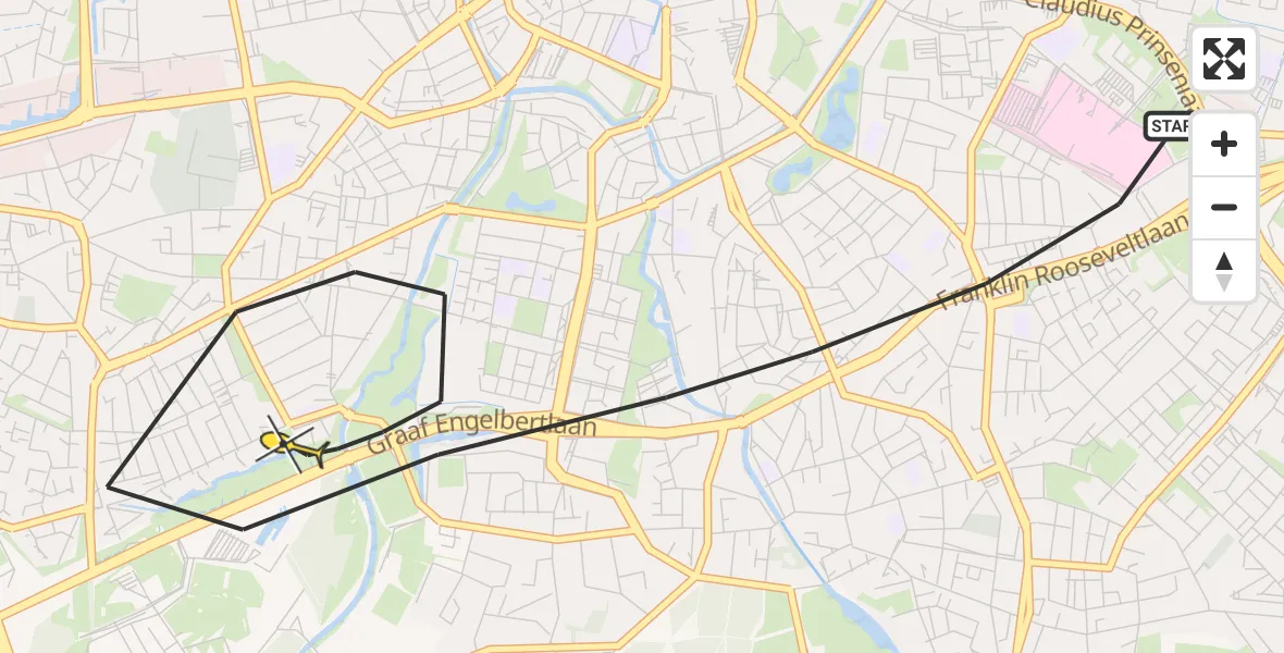 Routekaart van de vlucht: Lifeliner 2 naar Breda