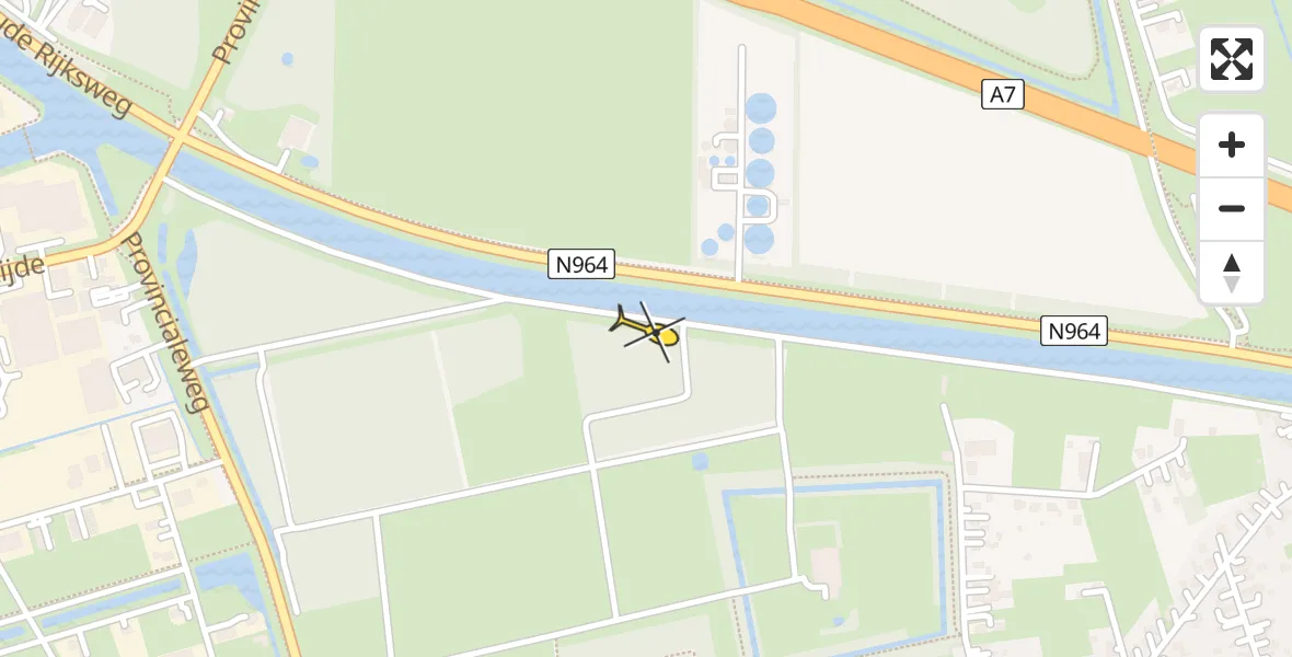 Routekaart van de vlucht: Traumahelikopter naar Heiligerlee