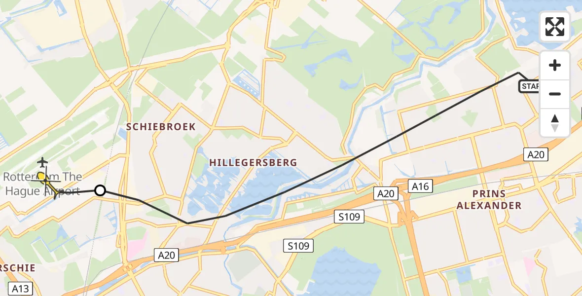 Routekaart van de vlucht: Lifeliner 2 naar Rotterdam The Hague Airport