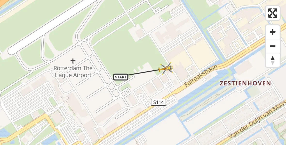 Vluchtroute Traumahelikopter Rotterdam The Hague Airport - Rotterdam The Hague Airport, 21 november 2023, 11:11