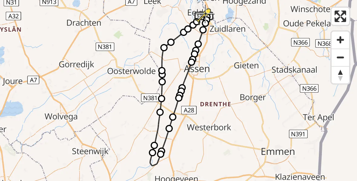 Routekaart van de vlucht: Lifeliner 4 naar Groningen Airport Eelde