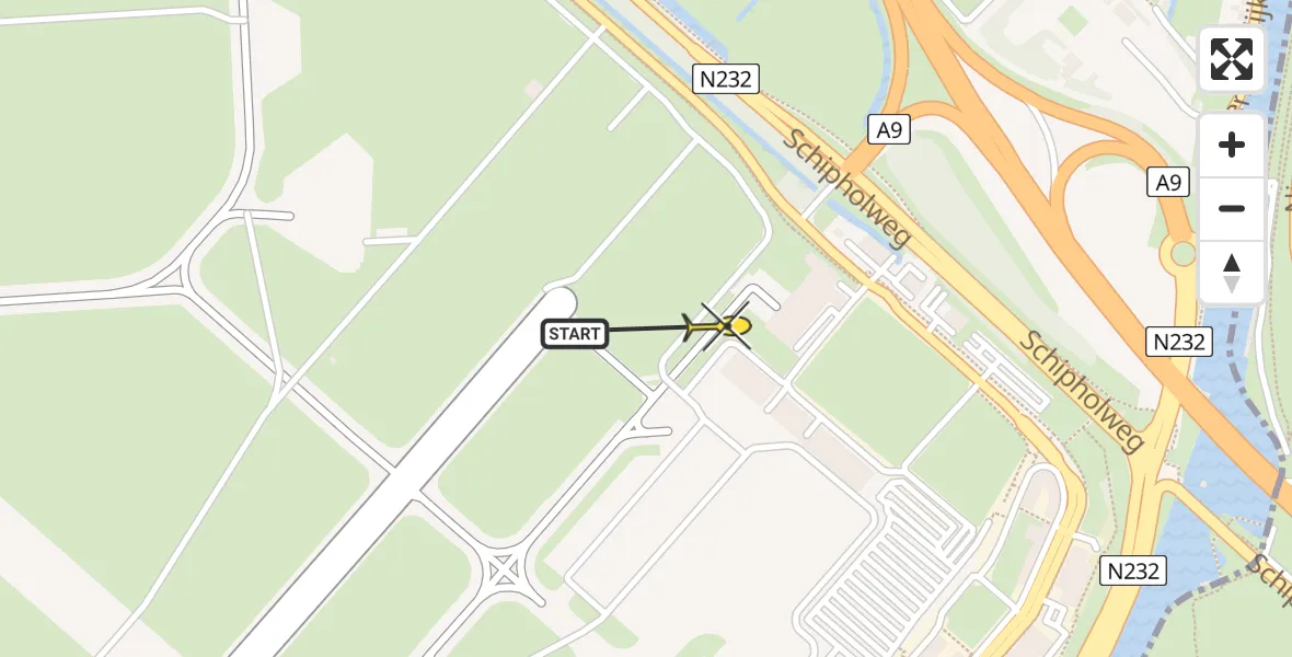 Vluchtroute Politiehelikopter van Schiphol naar Schiphol