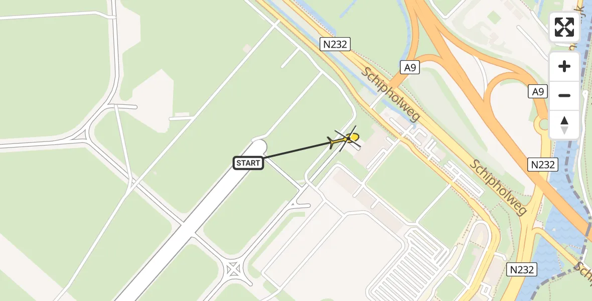 Vluchtroute Politiehelikopter van Schiphol naar Schiphol