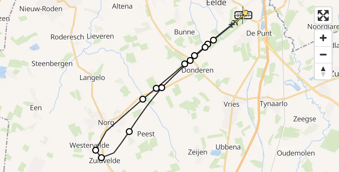 Routekaart van de vlucht: Lifeliner 4 naar Groningen Airport Eelde