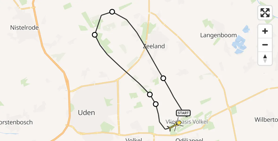 Routekaart van de vlucht: Lifeliner 3 naar Vliegbasis Volkel