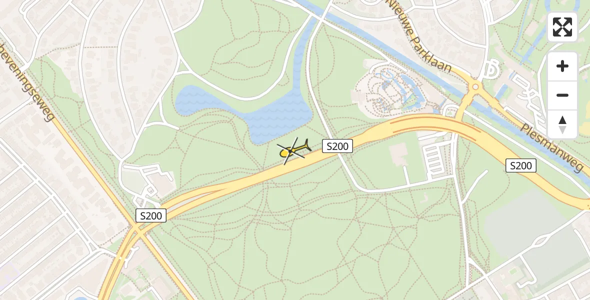 Vluchtroute Traumahelikopter van Den Haag naar Den Haag