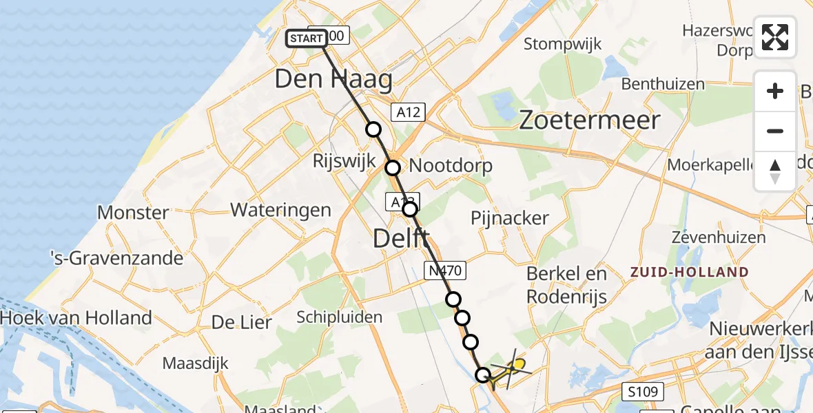 Routekaart van de vlucht: Lifeliner 2 naar Rotterdam The Hague Airport