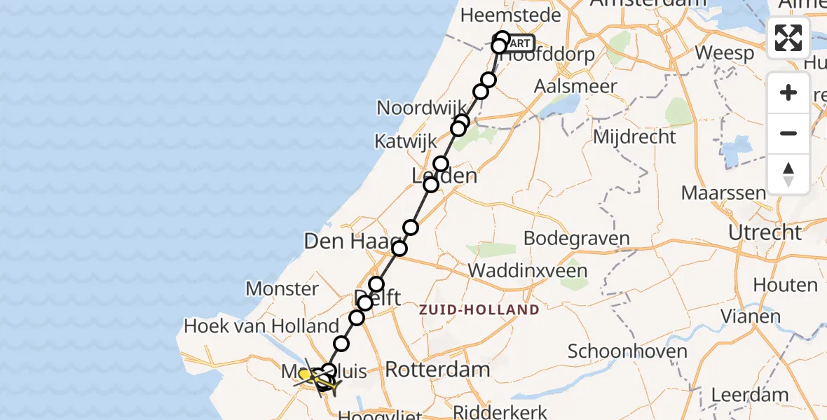 Routekaart van de vlucht: Lifeliner 2 naar Rozenburg