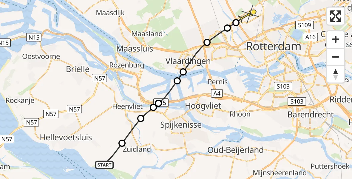 Routekaart van de vlucht: Lifeliner 2 naar Rotterdam The Hague Airport