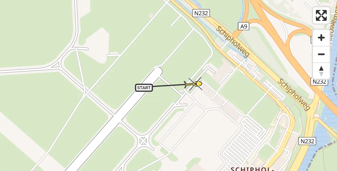 Vluchtroute Politiehelikopter van Schiphol naar Schiphol