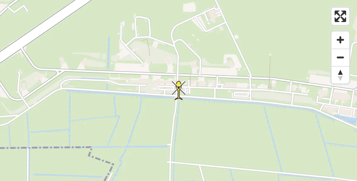 Vluchtroute Ambulancehelikopter van Vliegbasis Leeuwarden naar Vliegbasis Leeuwarden