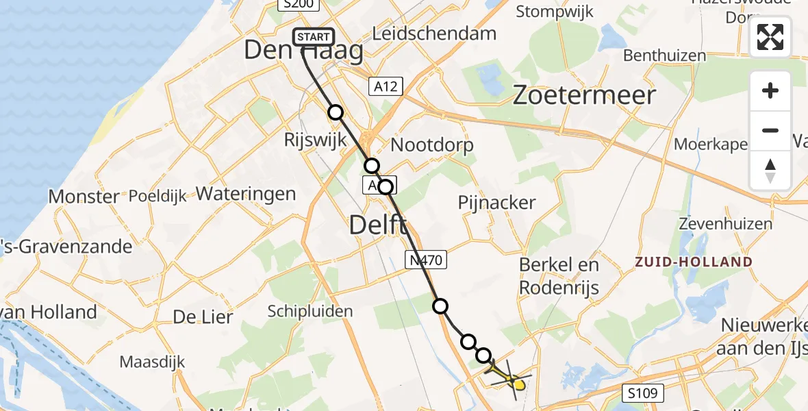 Routekaart van de vlucht: Lifeliner 2 naar Rotterdam The Hague Airport