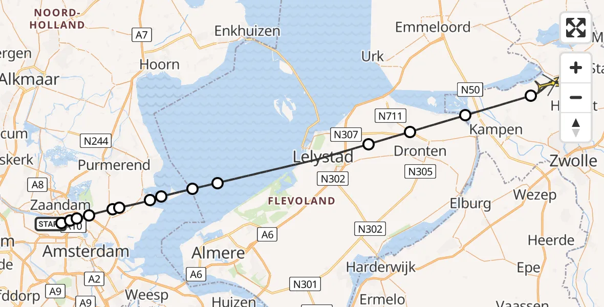 Routekaart van de vlucht: Lifeliner 1 naar Genemuiden