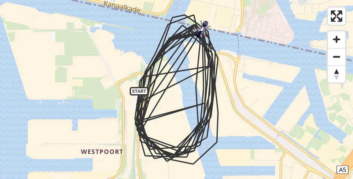 Vluchtroute Politiehelikopter Amsterdam Heliport - Amsterdam Heliport, 22 november 2023, 09:58