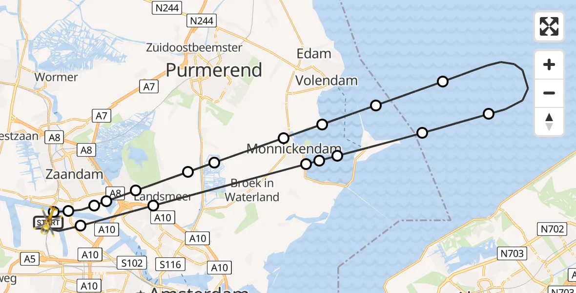 Vluchtroute Traumahelikopter Amsterdam Heliport - Amsterdam Heliport, 22 november 2023, 11:12
