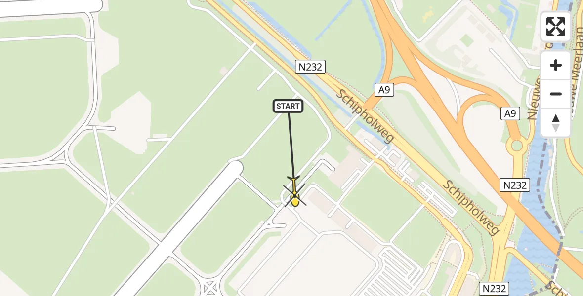 Vluchtroute Politiehelikopter van Schiphol naar Schiphol