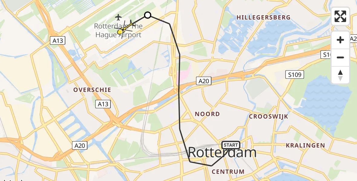 Routekaart van de vlucht: Lifeliner 2 naar Rotterdam The Hague Airport