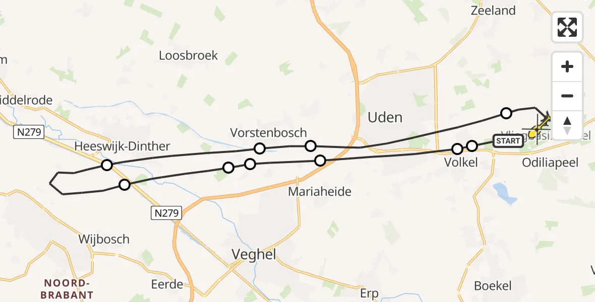 Routekaart van de vlucht: Lifeliner 3 naar Vliegbasis Volkel